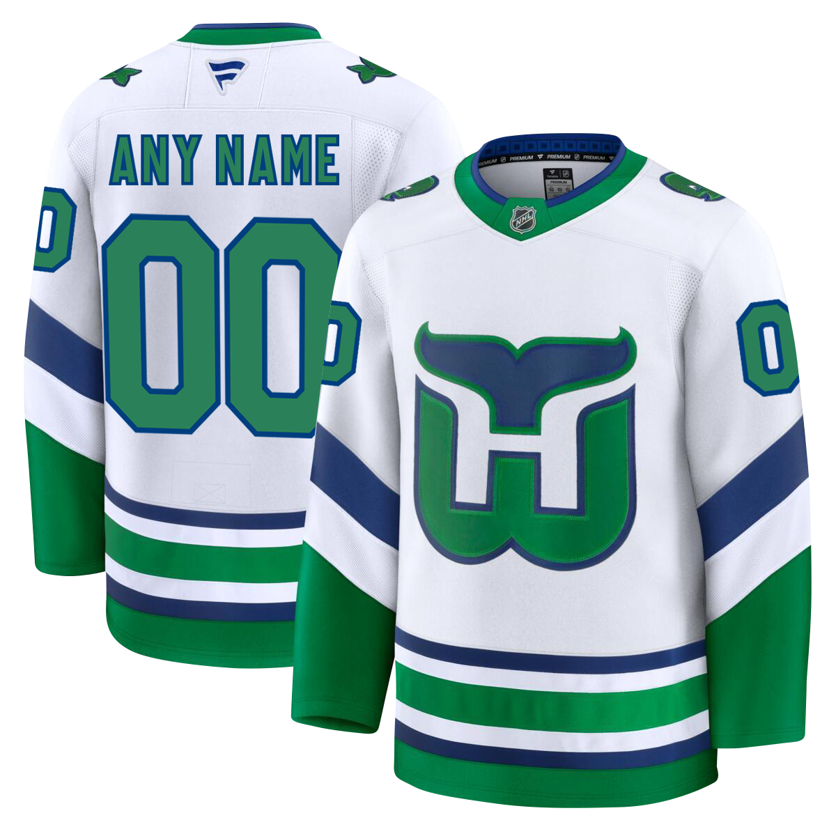 Customizable Carolina Hurricanes 2024 Fanatics Premium White WHALERS Jersey