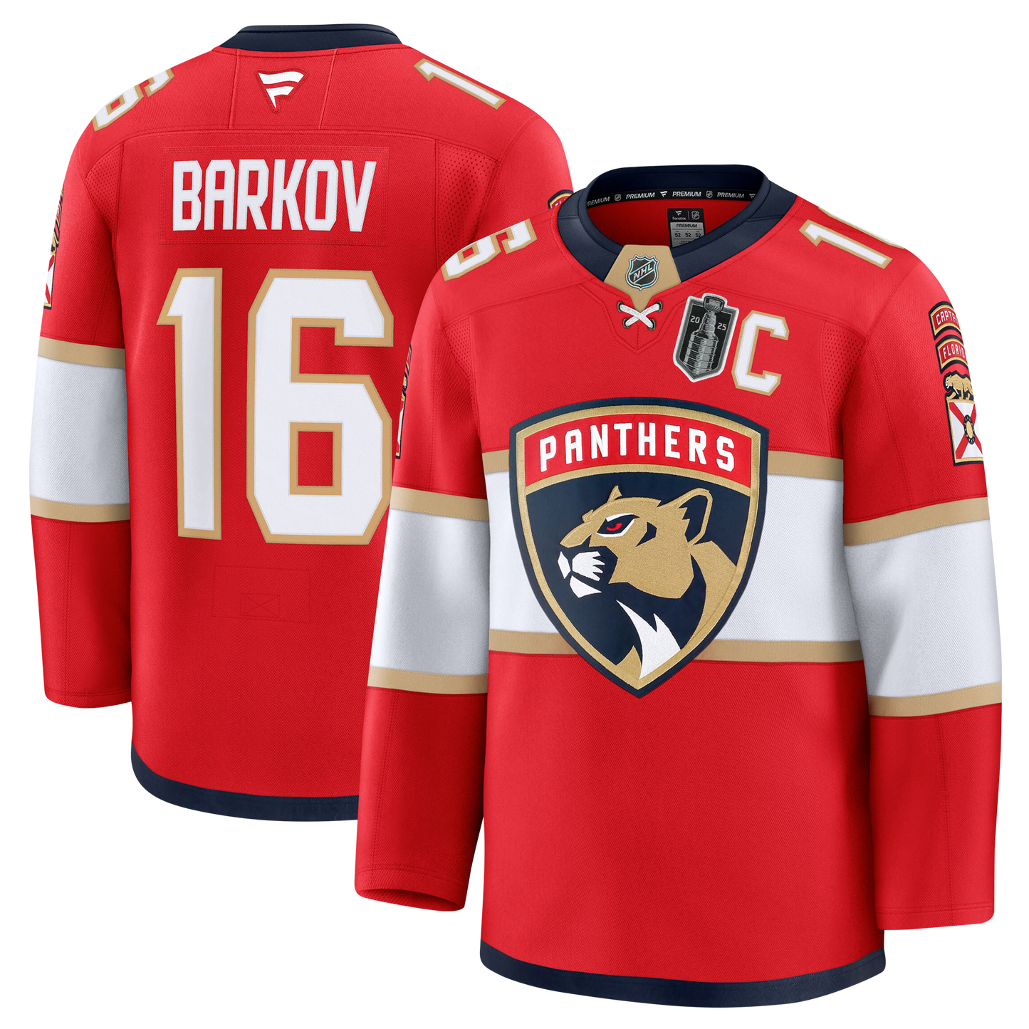 Aleksander Barkov Florida Panthers Fanatics Red Home Premium Jersey With 2025 Stanley Cup Final Patch