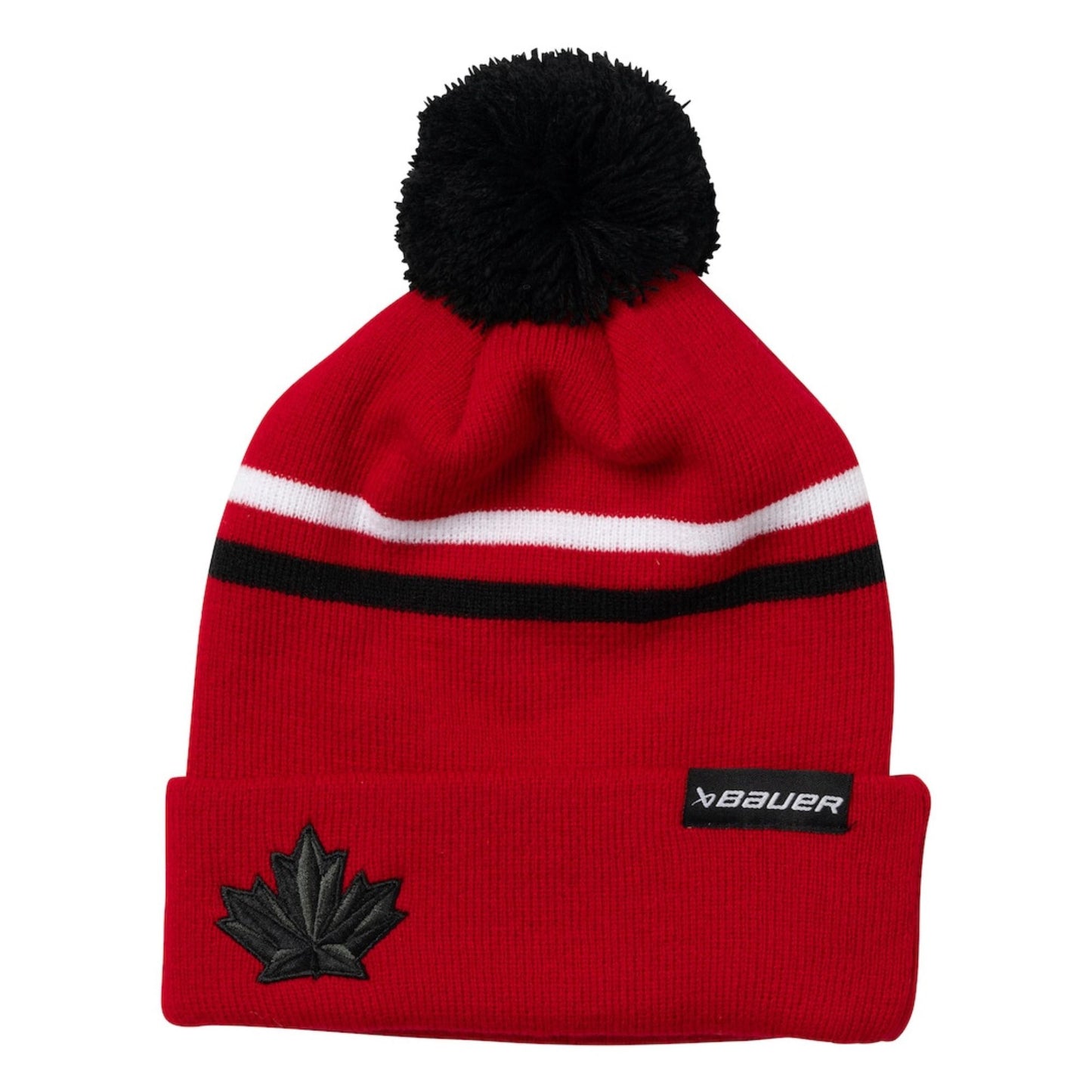 Hockey Canada Red Striped Knit Hat with Pom