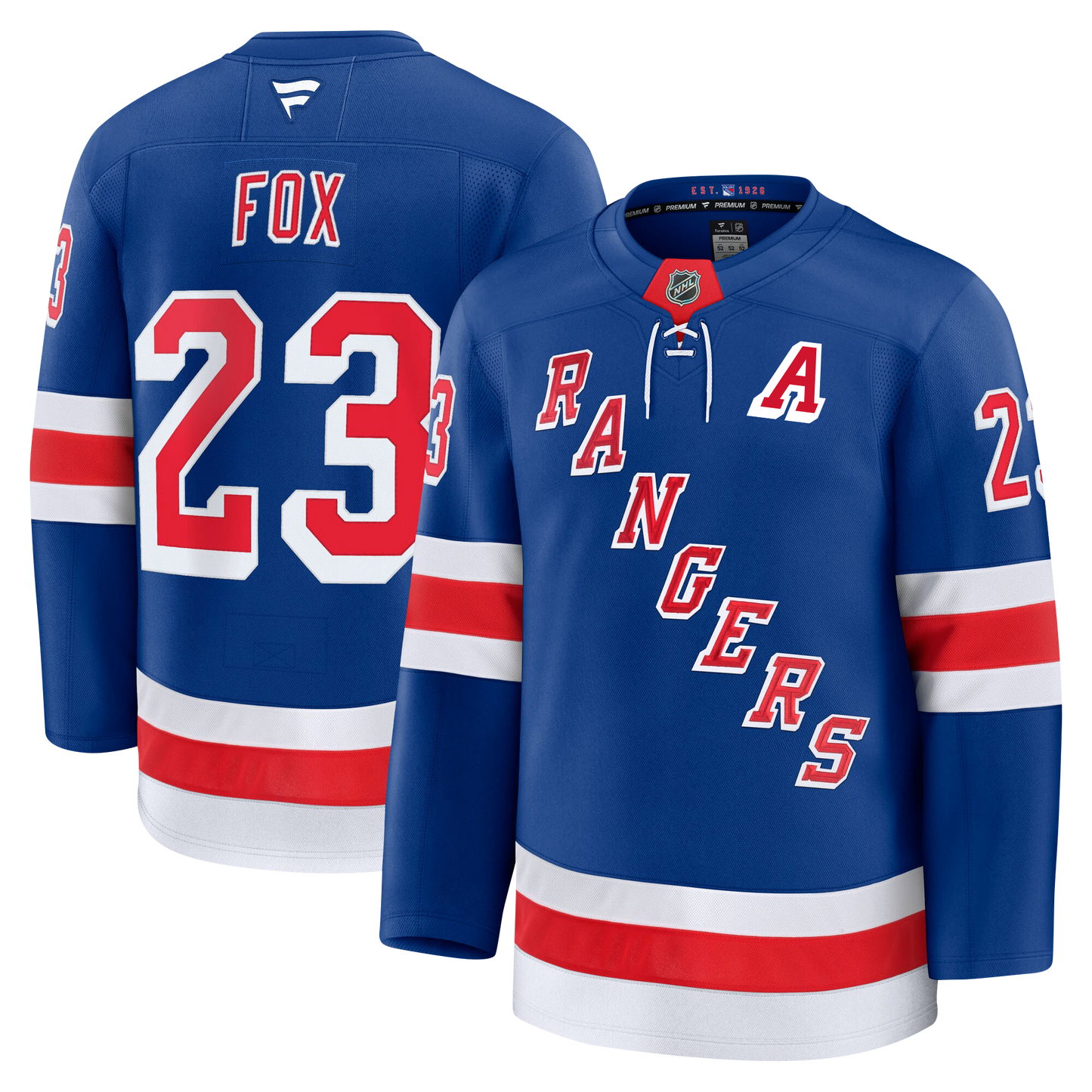Adam Fox New York Rangers 2024 Fanatics Premium Official NHL HOME Jersey