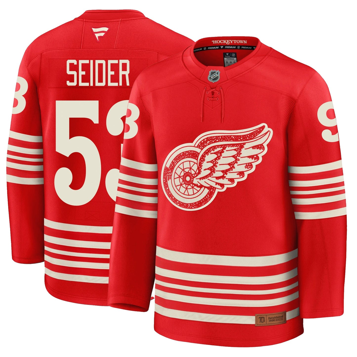Moritz Seider Detroit Red Wings Fanatics Centennial Premium Jersey