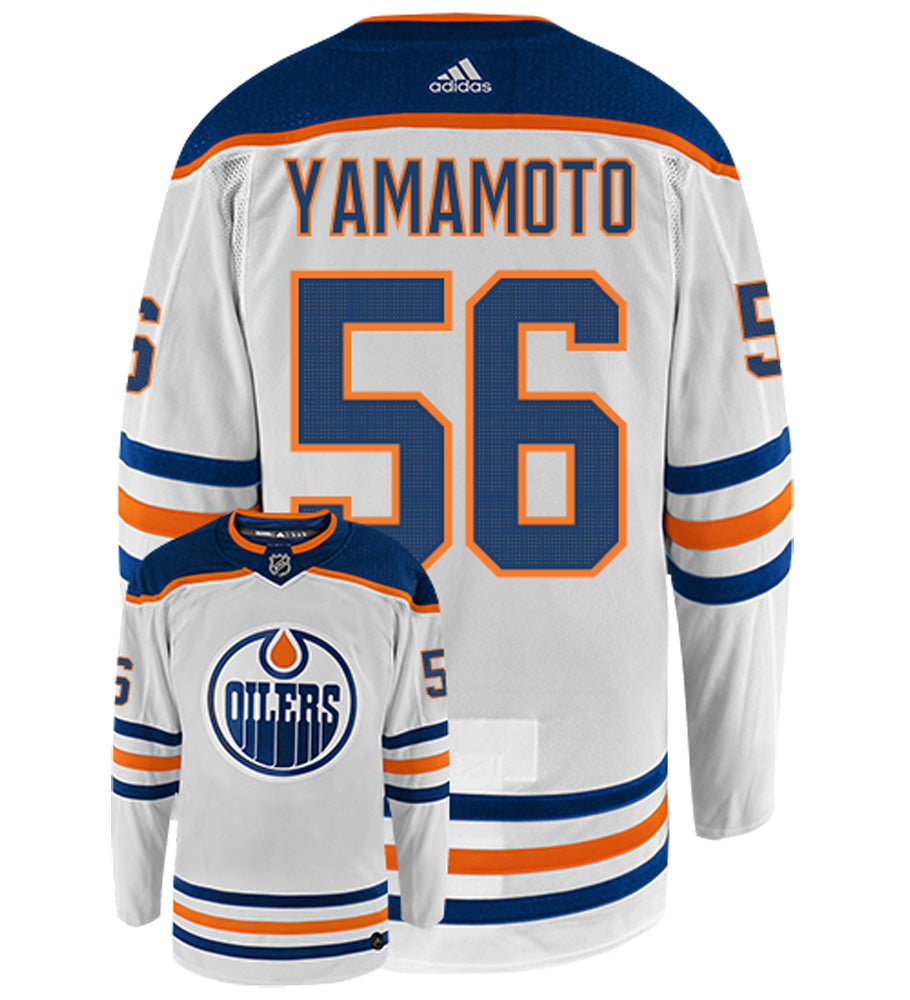 Men's NHL Edmonton Oilers Kailer Yamamoto Adidas Primegreen Home Royal Blue  - Authentic Pro Jersey with ON ICE Cresting - Sports Closet