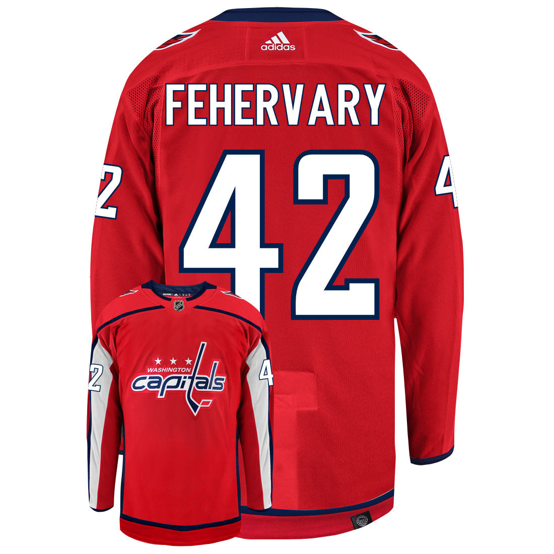 Adidas Capitals Home Authentic Jersey Red