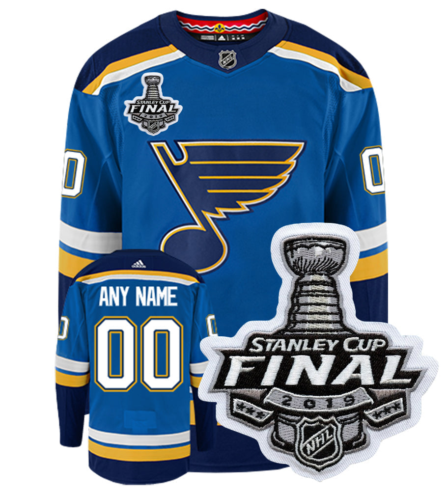 Blues jersey with store stanley cup patch