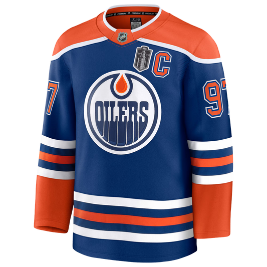 Connor McDavid Edmonton Oilers Fanatics Home Premium Jersey With 2025 Stanley Cup Final Patch