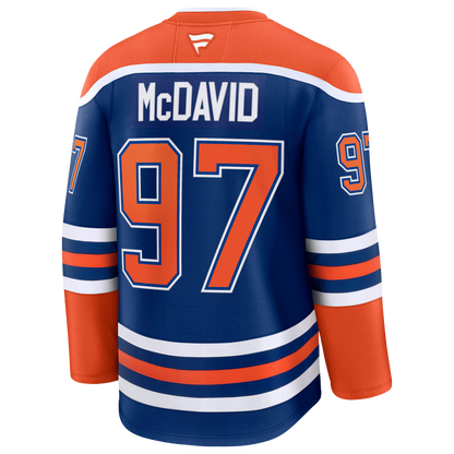 Connor McDavid Edmonton Oilers Fanatics Home Premium Jersey With 2025 Stanley Cup Final Patch