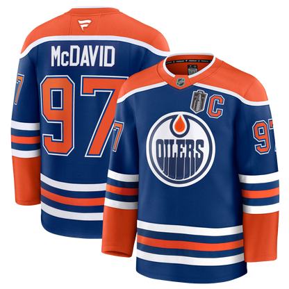 Connor McDavid Edmonton Oilers Fanatics Home Premium Jersey With 2025 Stanley Cup Final Patch