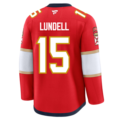 Anton Lundell Florida Panthers Fanatics Premium Official NHL HOME Jersey With 2025 Stanley Cup Champions Patch
