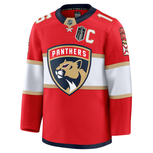 Aleksander Barkov Florida Panthers Fanatics Red Home Premium Jersey With 2025 Stanley Cup Final Patch