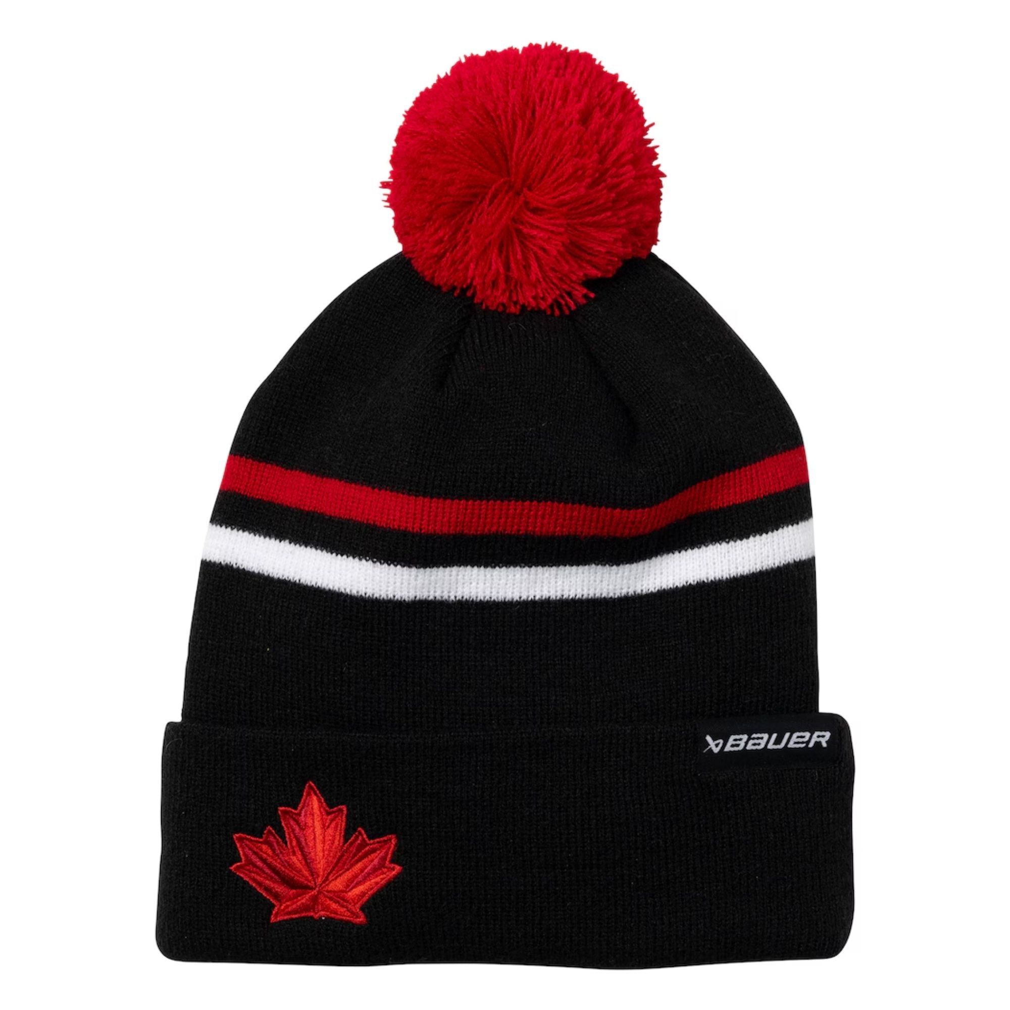 Hockey Canada Black Striped Knit Hat with Pom