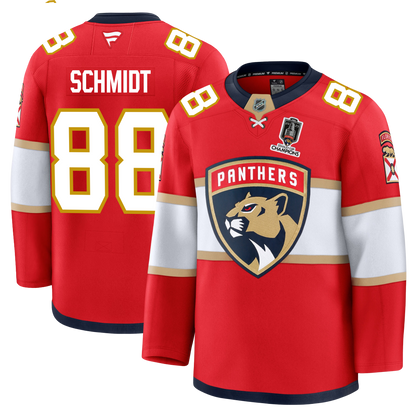 Nate Schmidt Florida Panthers Fanatics Premium Official NHL HOME Jersey With 2025 Stanley Cup Champions Patch