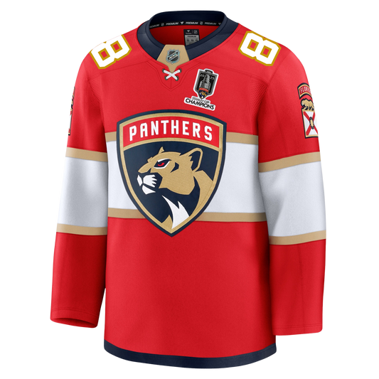 Nate Schmidt Florida Panthers Fanatics Premium Official NHL HOME Jersey With 2025 Stanley Cup Champions Patch
