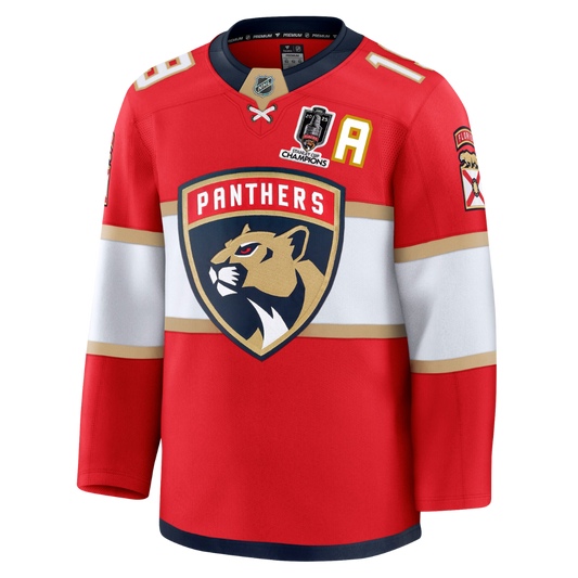 Matthew Tkachuk Florida Panthers Fanatics Red Home Premium Jersey With 2025 Stanley Cup Champions Patch