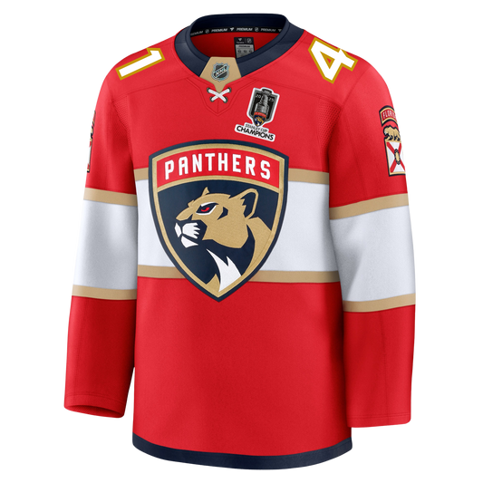 Vitek Vanecek Florida Panthers Fanatics Premium Official NHL HOME Jersey With 2025 Stanley Cup Champions Patch