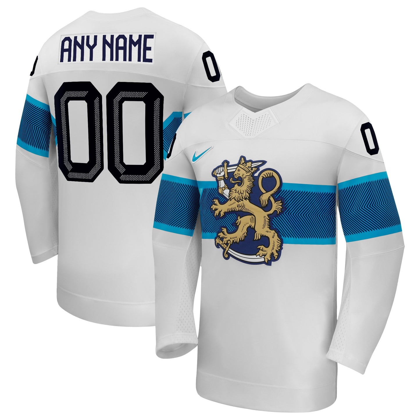 Customizable Team Finland 2026 Nike White Replica Jersey