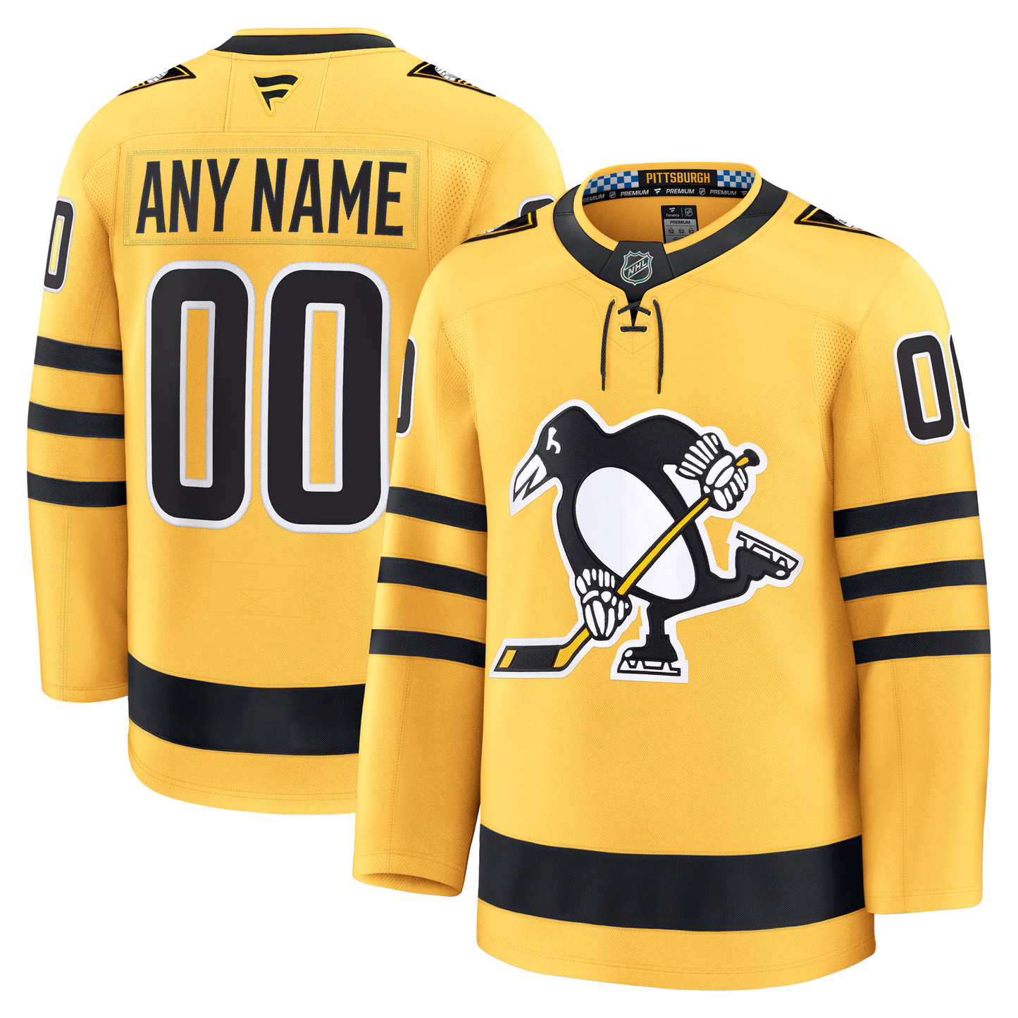 Customizable Pittsburgh Penguins 2025 Fanatics Premium Official Gold Alternate Jersey