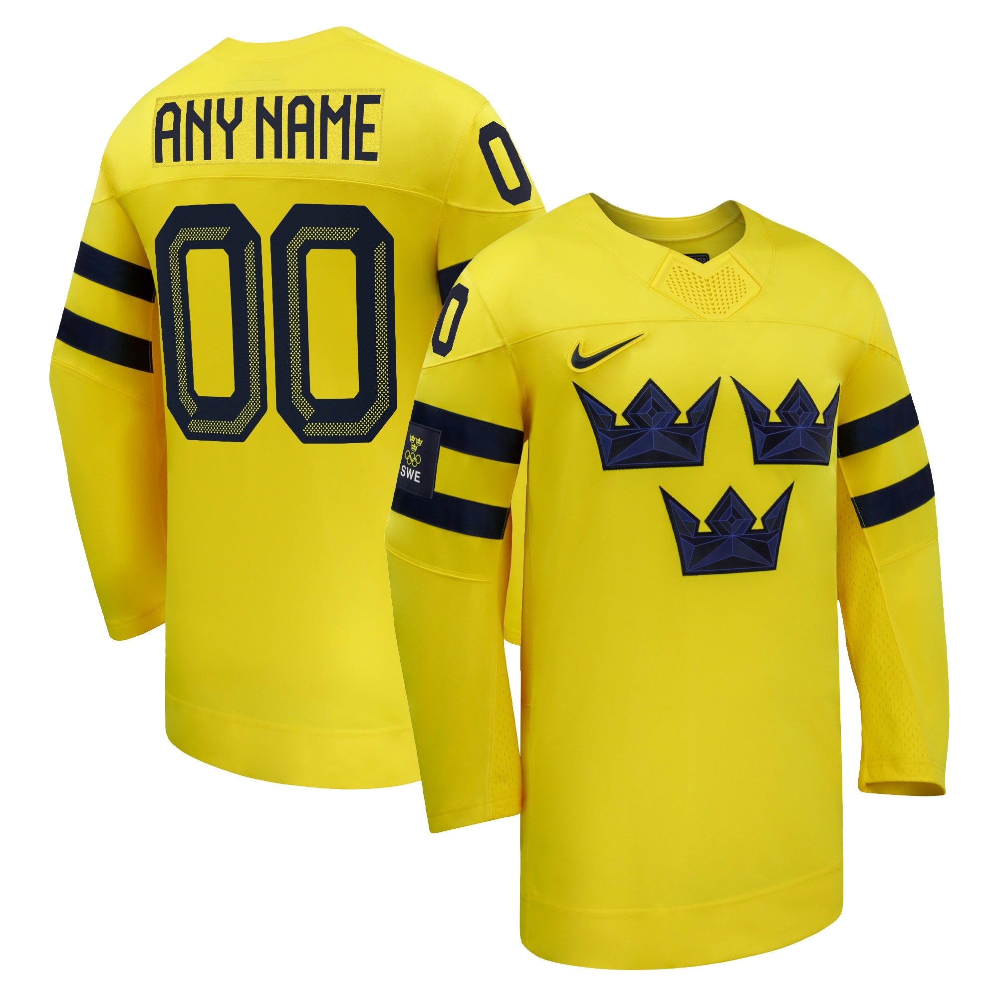Customizable Team Sweden 2026 Nike Yellow Replica Jersey