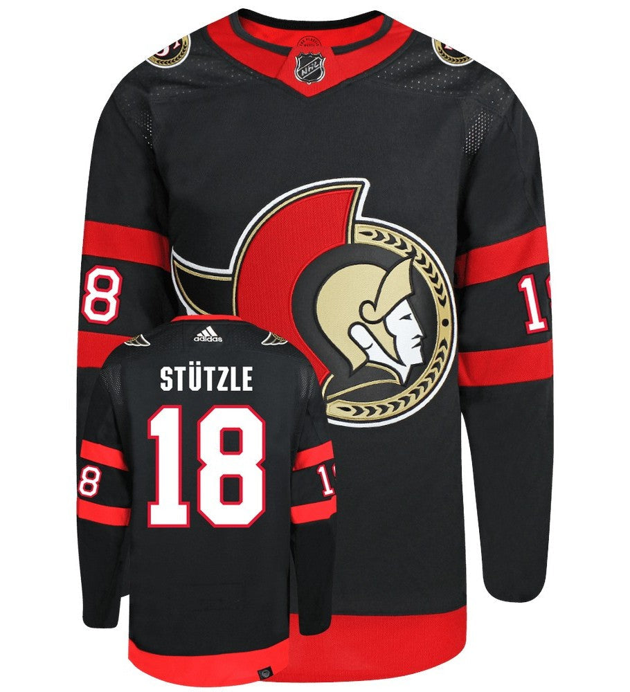 Tim Stützle Ottawa Senators Adidas Primegreen Authentic NHL Hockey Jersey - Front/Back View