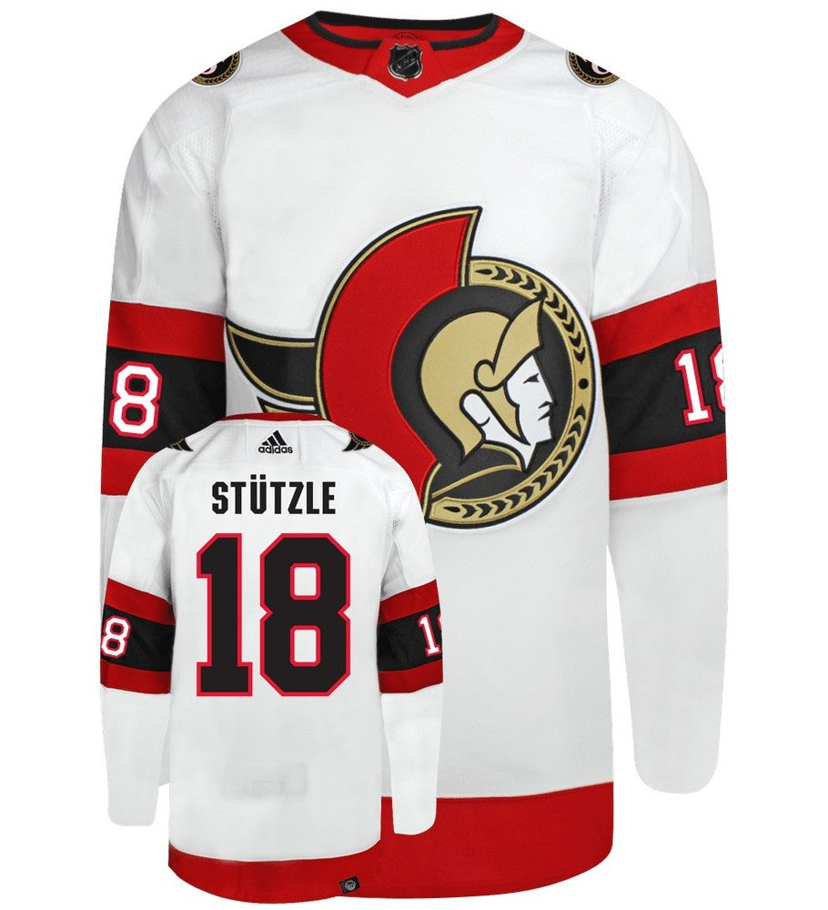 Tim Stützle Ottawa Senators Adidas Primegreen Authentic NHL Hockey Jersey - Front/Back View