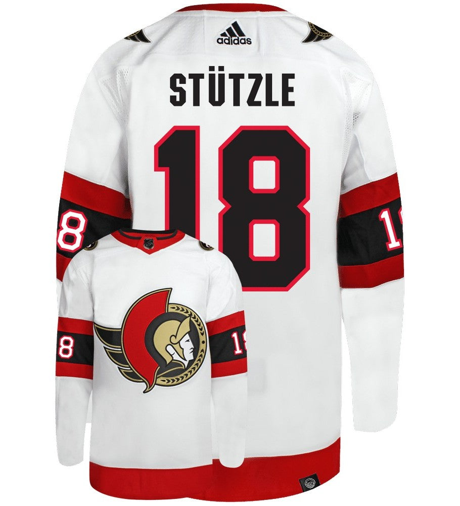 Tim Stützle Ottawa Senators Adidas Primegreen Authentic NHL Hockey Jersey - Back/Front View
