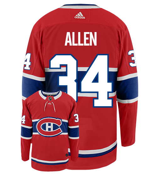 Jake Allen Montreal Canadiens Adidas Authentic Home NHL Hockey