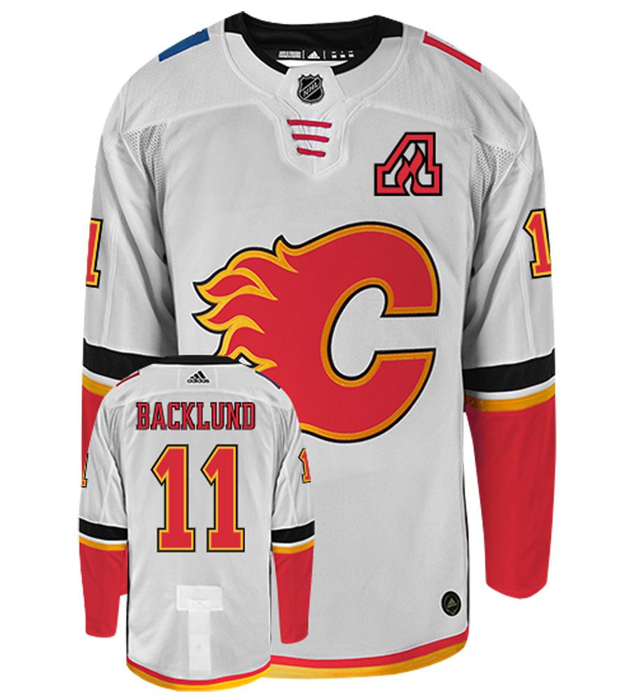 Mikael Backlund Calgary Flames Adidas Authentic Away NHL Hockey Jersey