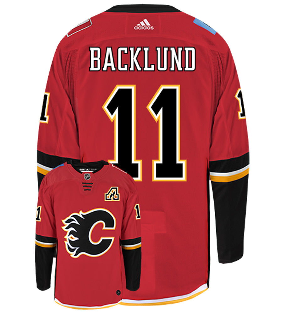 Mikael Backlund Calgary Flames Adidas Authentic Home NHL Hockey Jersey
