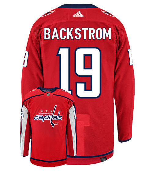 Nicklas Backstrom Washington Capitals Adidas Primegreen Authentic NHL Hockey Jersey - Back/Front View