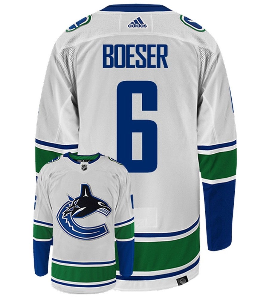 Brock Boeser Vancouver Canucks Adidas Primegreen Authentic Away NHL Hockey Jersey - Back/Front View