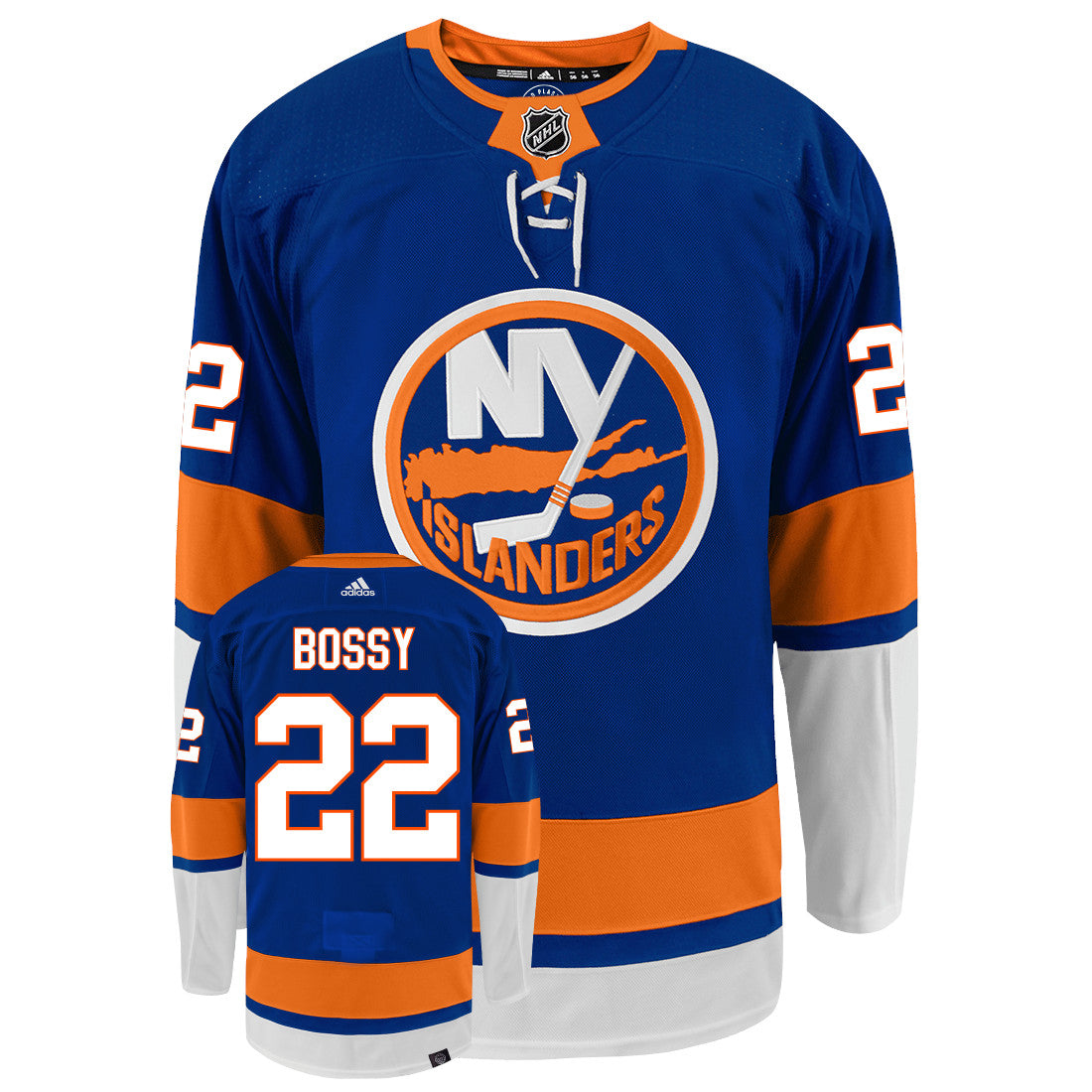 Mike Bossy New York Islanders Adidas Primegreen Authentic NHL Hockey Jersey - Front/Back View