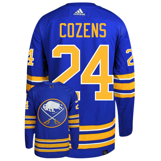 Dylan Cozens Buffalo Sabres Adidas Primegreen Authentic NHL Hockey Jersey - Back/Front View