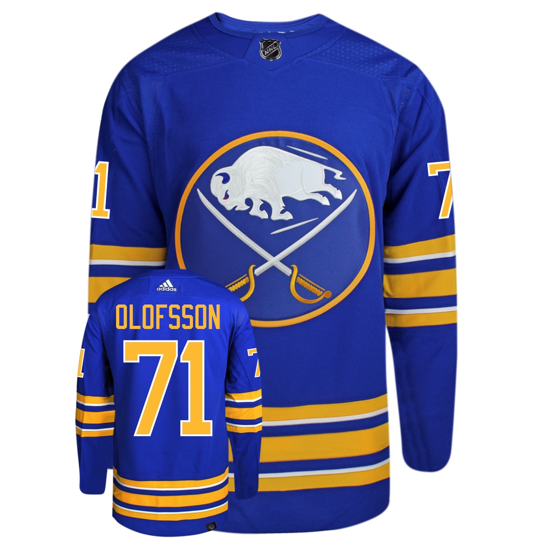 Victor Olofsson Buffalo Sabres Adidas Primegreen Authentic NHL Hockey Jersey - Front/Back View