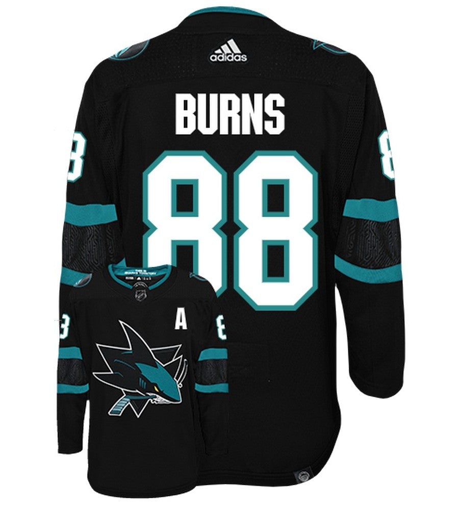 Brent Burns San Jose Sharks Adidas Primegreen Authentic Alternate NHL Hockey Jersey - Back/Front View