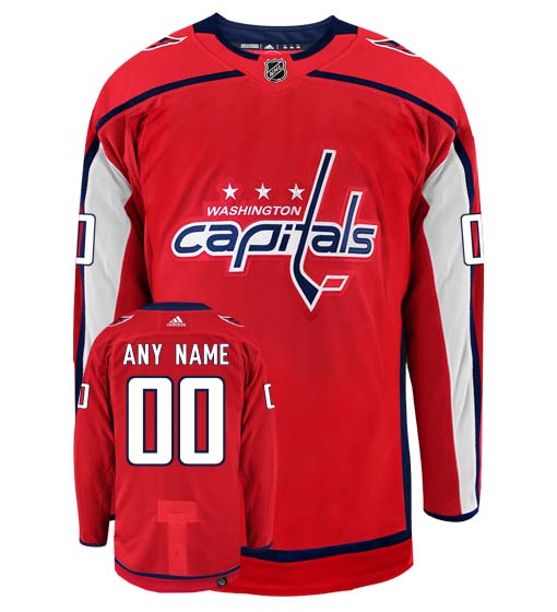 Washington Capitals Adidas Primegreen Authentic Home NHL Hockey Jersey - Front/Back View