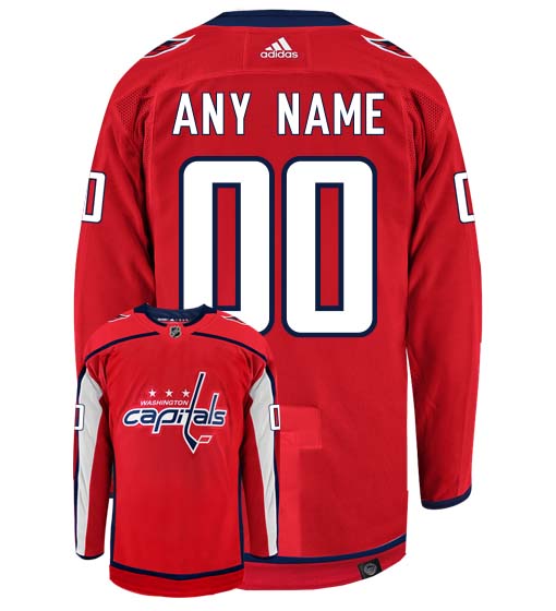 Washington Capitals Adidas Primegreen Authentic Home NHL Hockey Jersey - Back/Front View