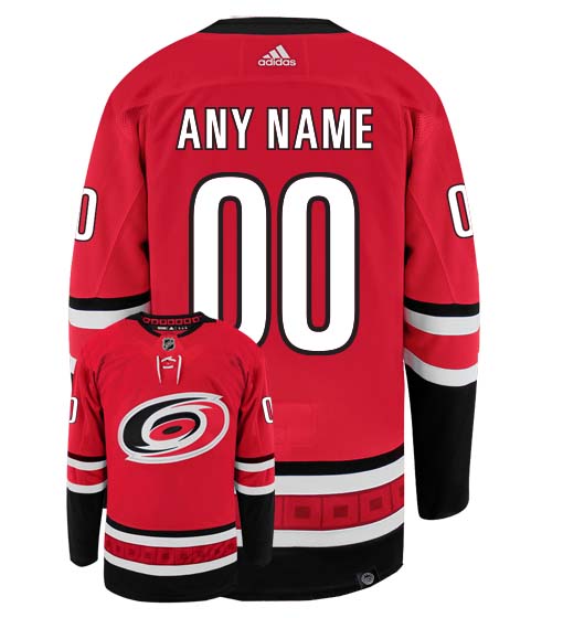 Carolina Hurricanes Home Adidas Primegreen Authentic NHL Hockey Jersey - Back/Front View