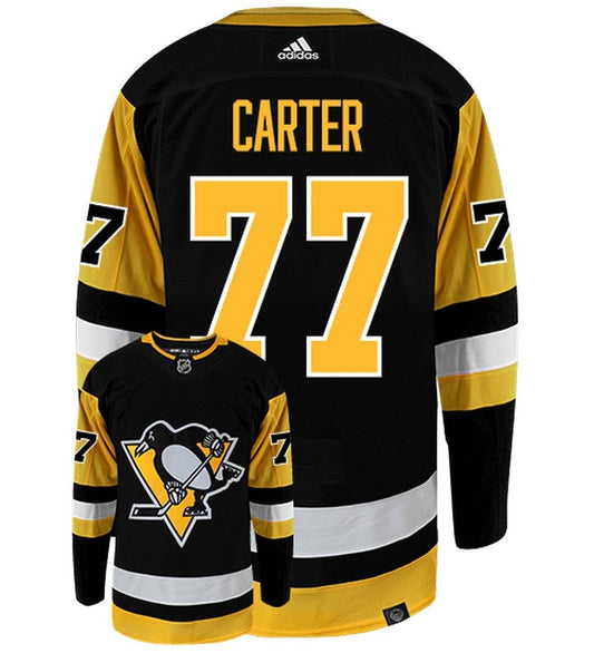 Jeff Carter Pittsburgh Penguins Adidas Primegreen Authentic Home NHL Hockey Jersey - Back/Front View