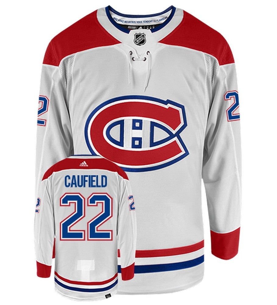 Cole Caufield Montreal Canadiens Adidas Primegreen Authentic Away NHL Hockey Jersey - Front/Back View