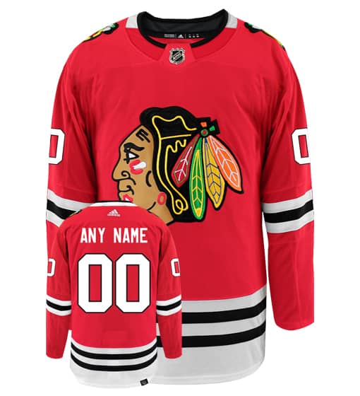 Chicago Blackhawks Adidas Primegreen Authentic Home NHL Hockey Jersey - Front/Back View