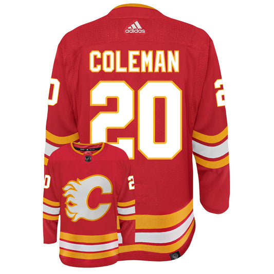 Blake Coleman Calgary Flames Adidas Primegreen Authentic Home NHL Hockey Jersey - Back/Front View