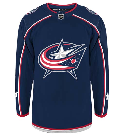 Columbus Blue Jackets  Adidas Primegreen Authentic Home NHL Hockey Jersey - Front View