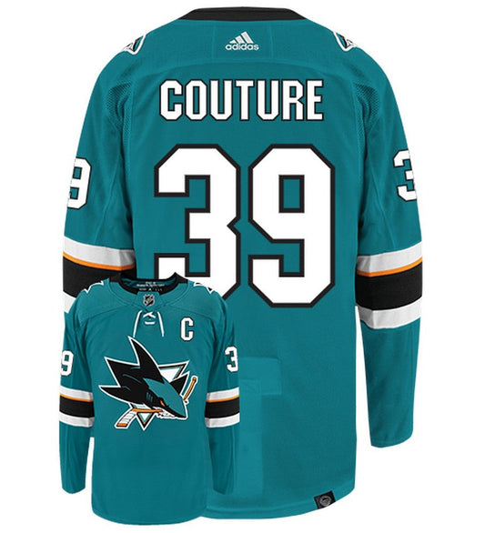 Logan Couture San Jose Sharks Adidas Primegreen Authentic Home NHL Hockey Jersey - Back.Front View