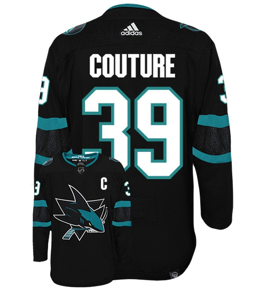 Logan Couture San Jose Sharks Adidas Primegreen Authentic Third Alternate NHL Hockey Jersey - Back/Front View