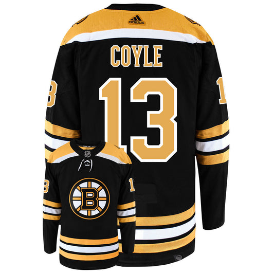 Charlie Coyle Boston Bruins Adidas Primegreen Authentic Home NHL Hockey Jersey - Back/Front View
