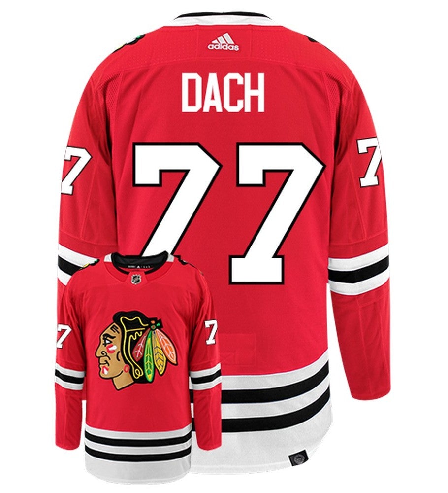 Kirby Dach Chicago Blackhawks Adidas Primegreen Authentic Home NHL Hockey Jersey - Back/Front View