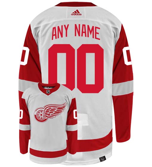 Detroit Red Wings Adidas Primegreen Authentic Away NHL Hockey Jersey - Back/Front View