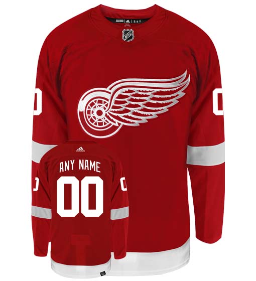 Detroit Red Wings Adidas Primegreen Authentic Home NHL Hockey Jersey - Front/Back View