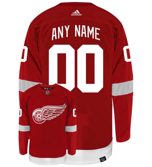 Detroit Red Wings Adidas Primegreen Authentic Home NHL Hockey Jersey - Back/Front View