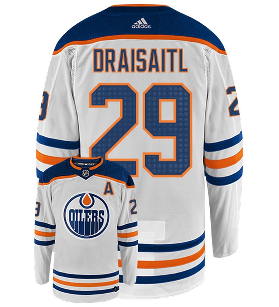 Leon Draisaitl Edmonton Oilers Adidas Primegreen Authentic Away NHL Hockey Jersey - Back/Front View