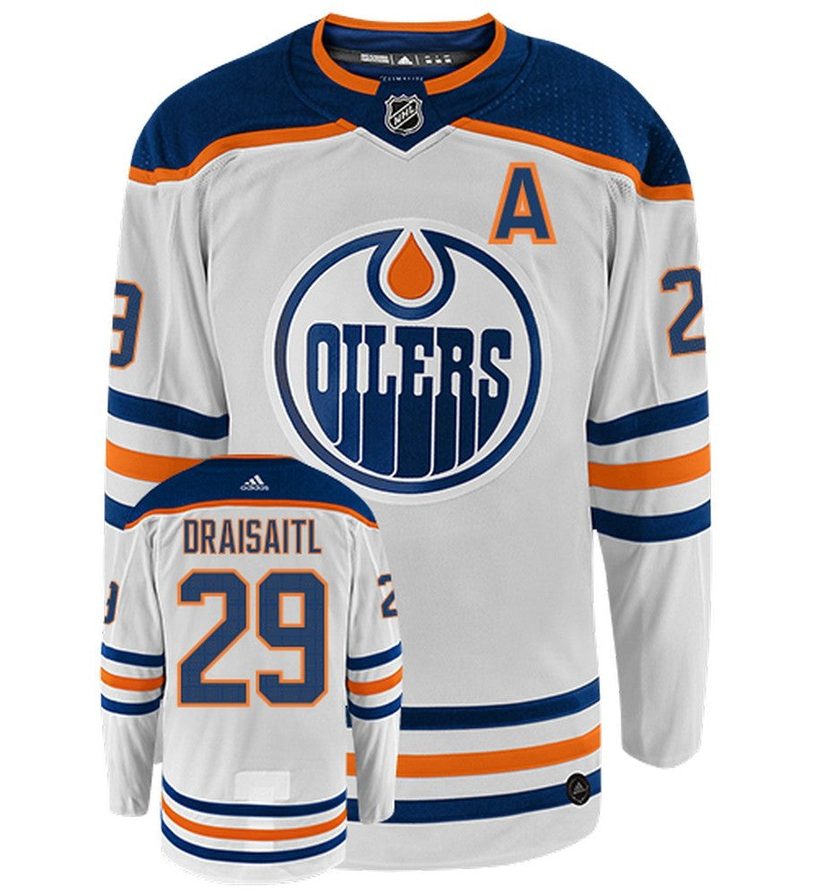 Leon Draisaitl Edmonton Oilers Adidas Primegreen Authentic Away NHL Hockey Jersey - Front/Back View